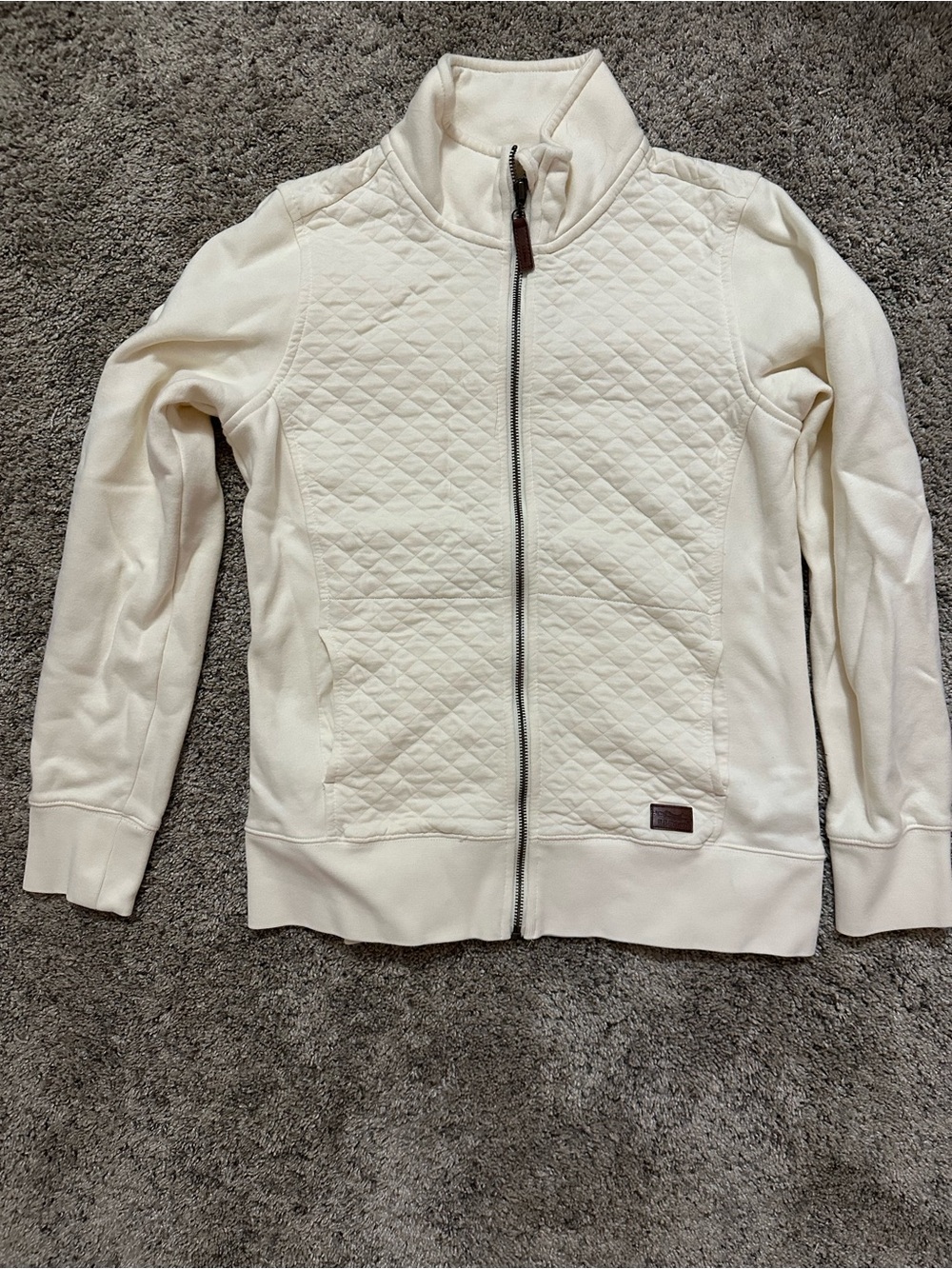 L.L. Bean Quilted Full-Zip Bomber Jacket in Cream